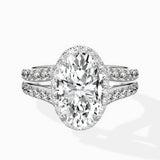Double Band Halo Engagement Ring