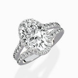 Double Band Halo Engagement Ring