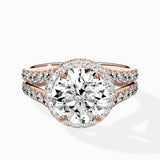 Double Band Halo Engagement Ring