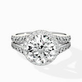 Double Band Halo Engagement Ring
