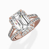 Double Band Halo Engagement Ring