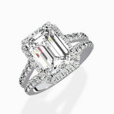Double Band Halo Engagement Ring
