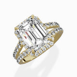 Double Band Halo Engagement Ring