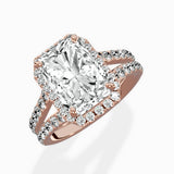Double Band Halo Engagement Ring