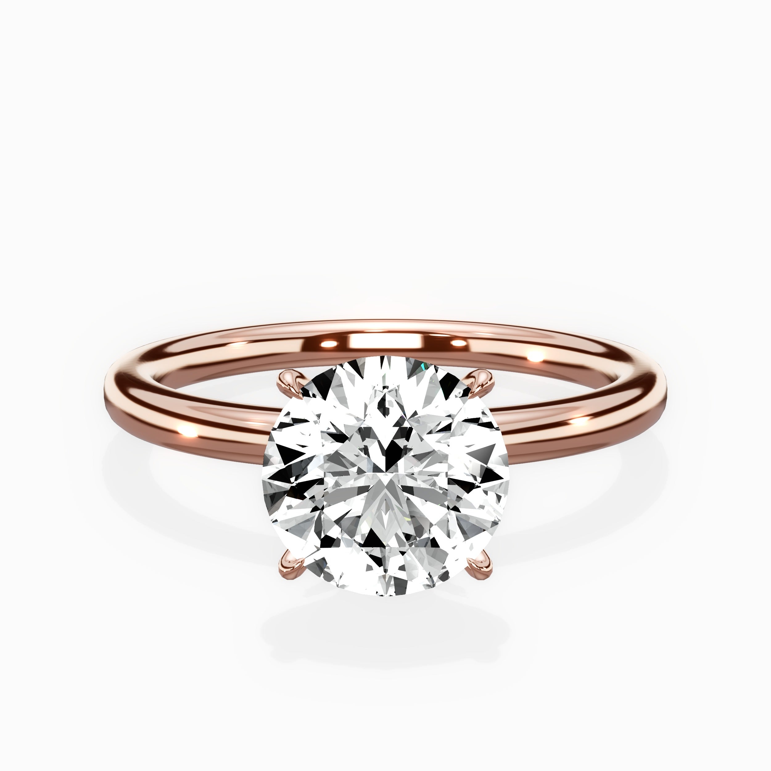 Paris Solitaire Round Engagement Ring in Rose Gold