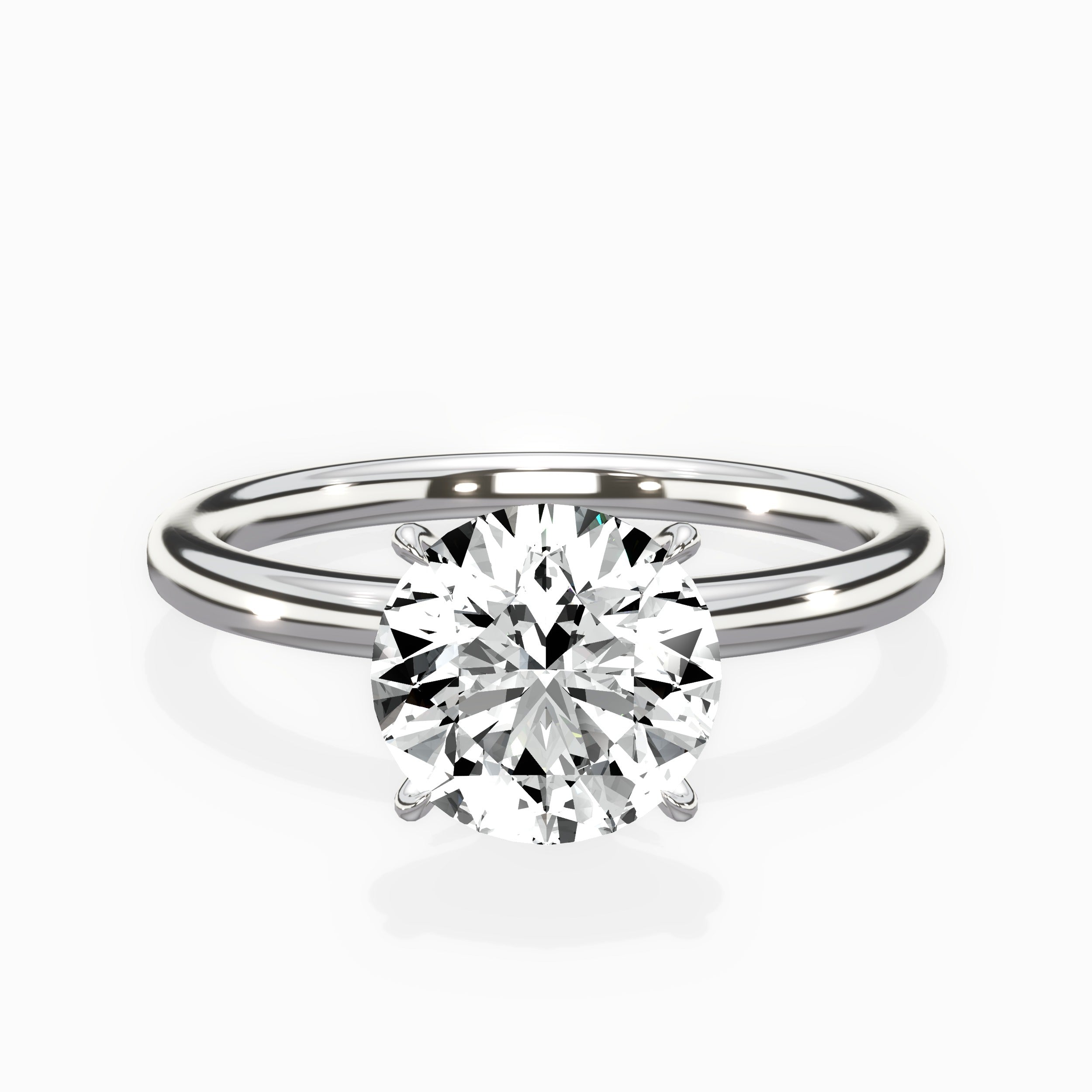Paris Solitaire Round Engagement Ring in White Gold