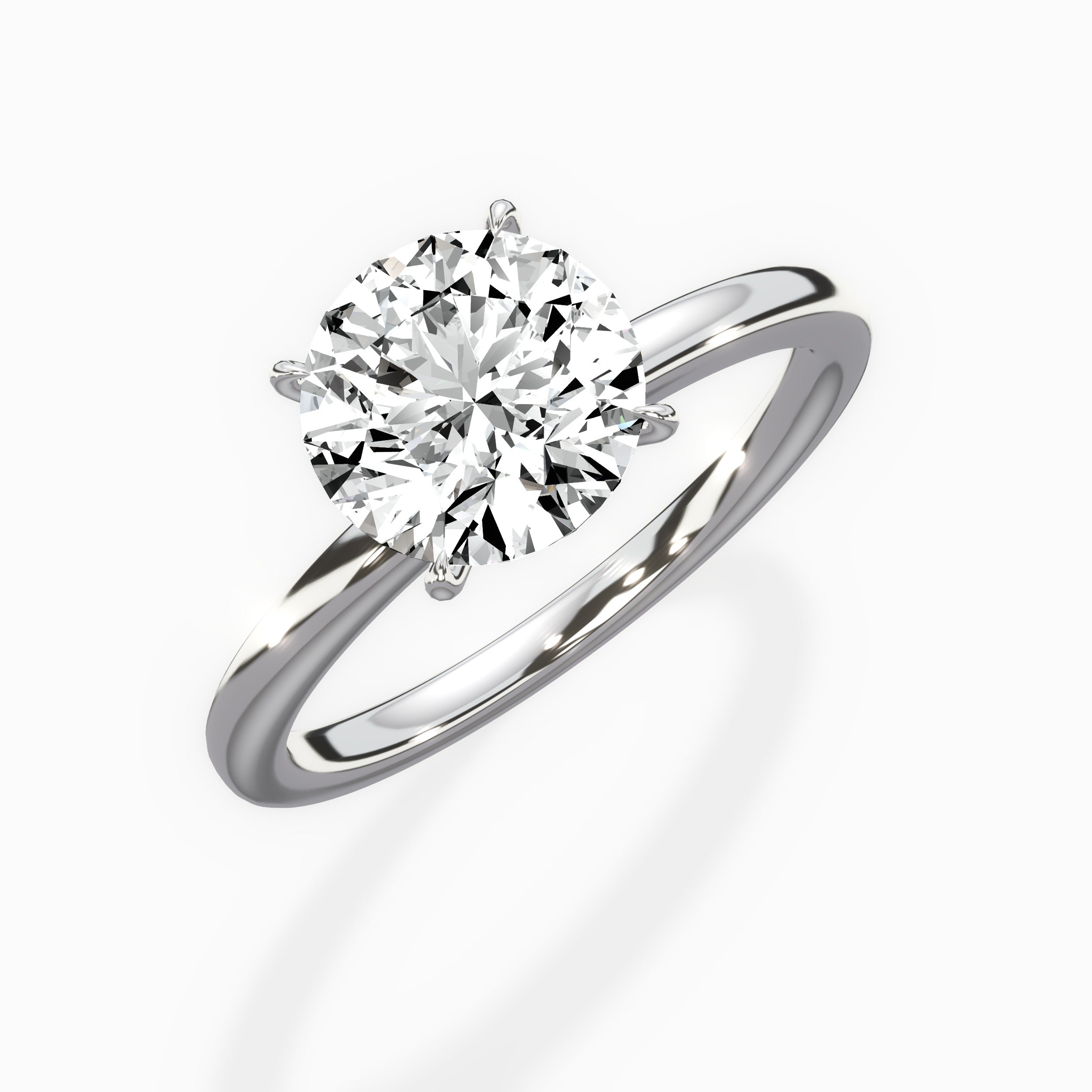 Paris Solitaire Round Engagement Ring in White Gold