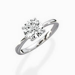 European Solitaire Round Engagement Ring in White Gold