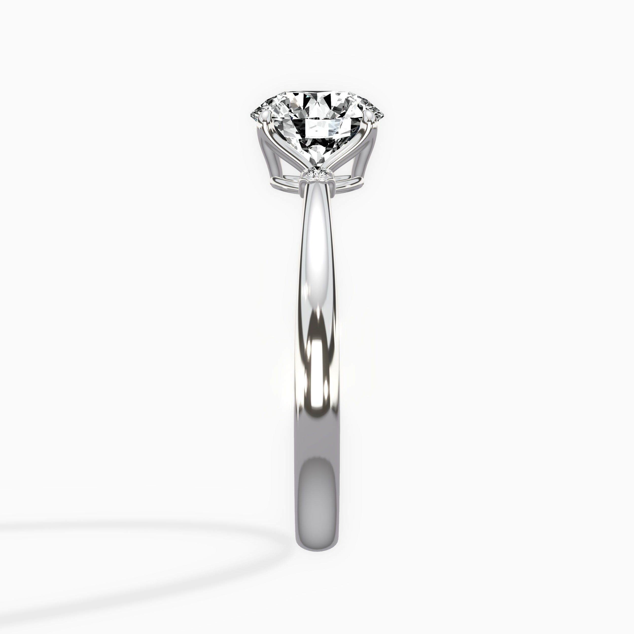 European Solitaire Round Engagement Ring in White Gold