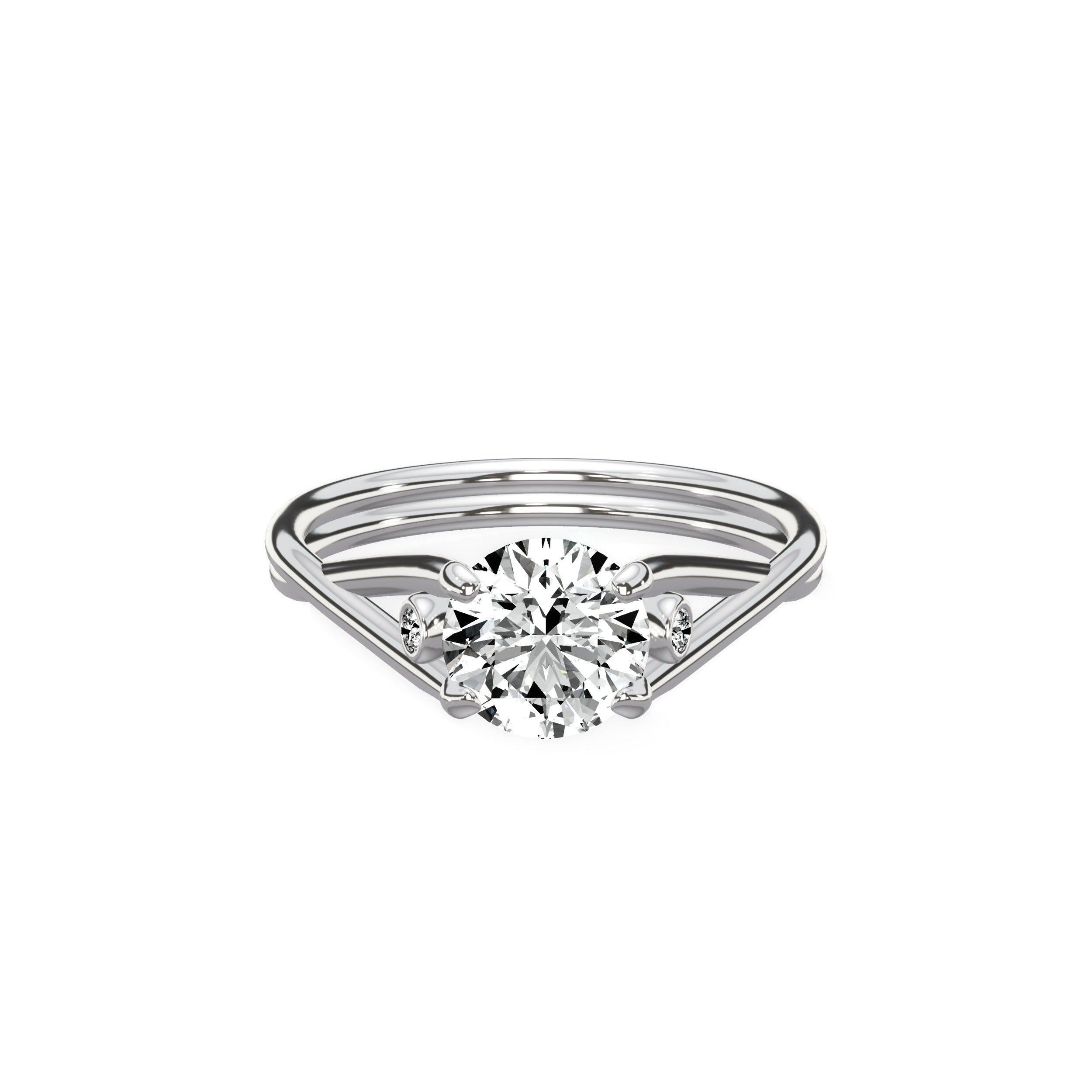 Twisted Solitaire Round Engagement Ring in White Gold