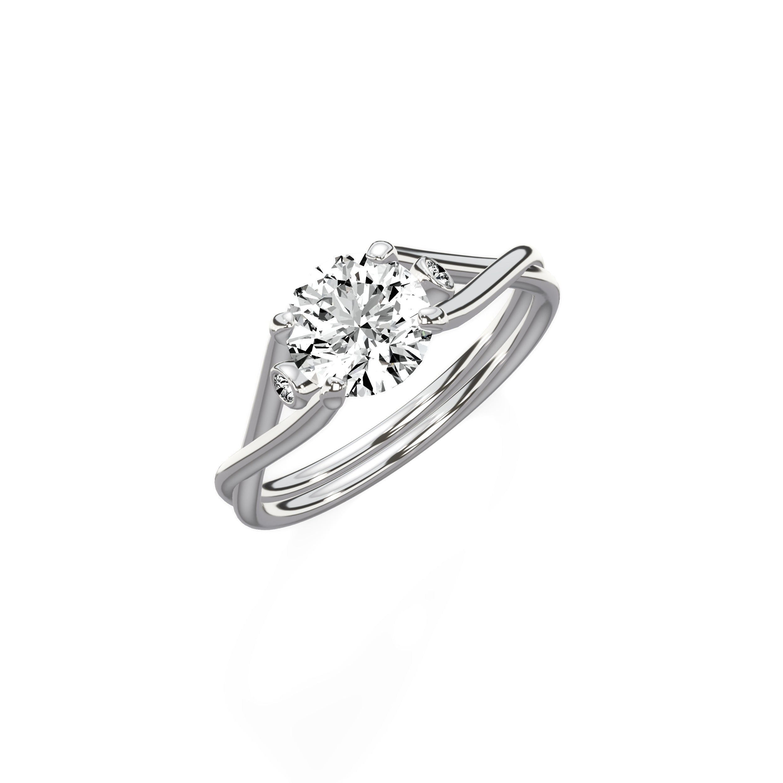 Twisted Solitaire Round Engagement Ring in White Gold