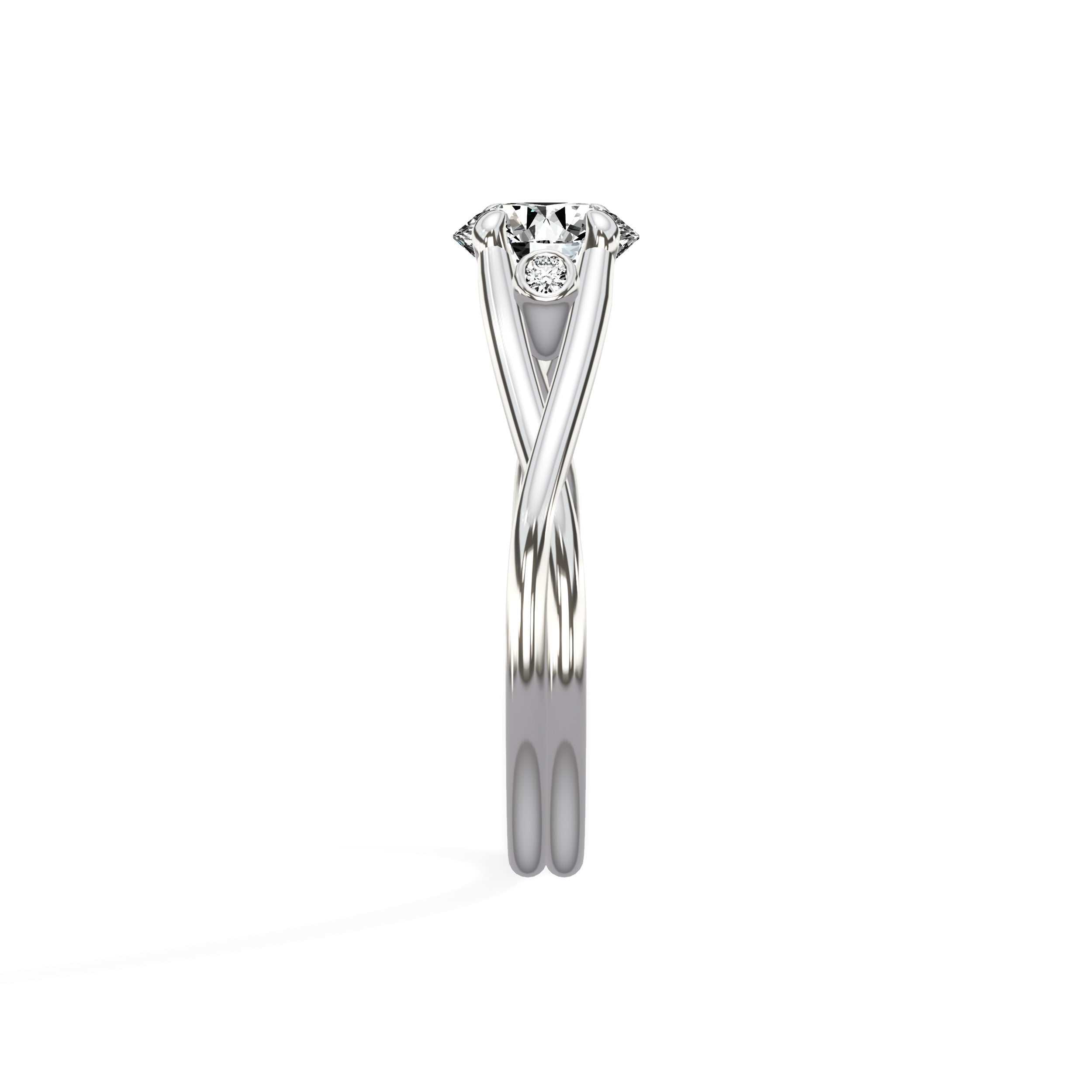 Twisted Solitaire Round Engagement Ring in White Gold
