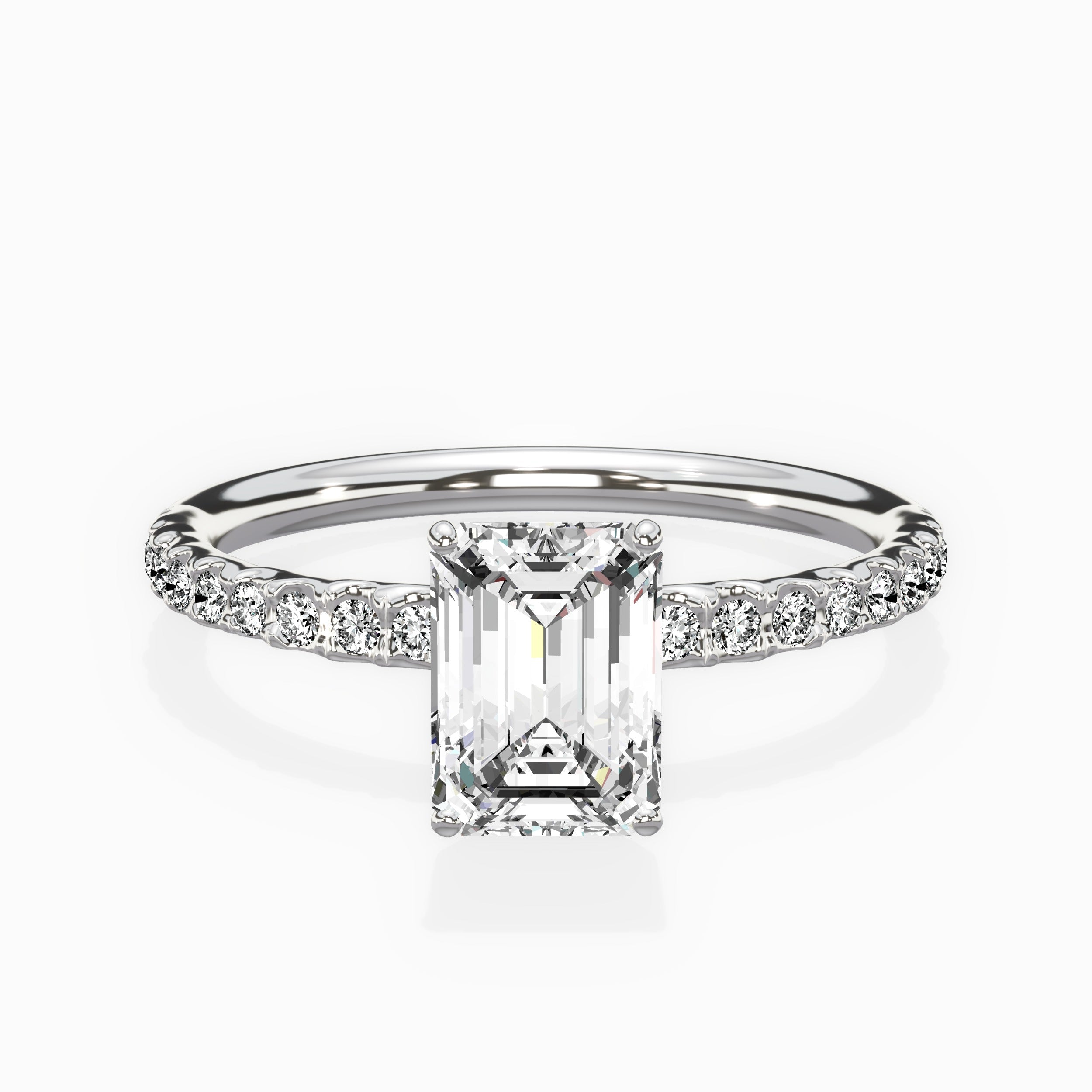 Martini Pave Solitaire Engagement Ring
