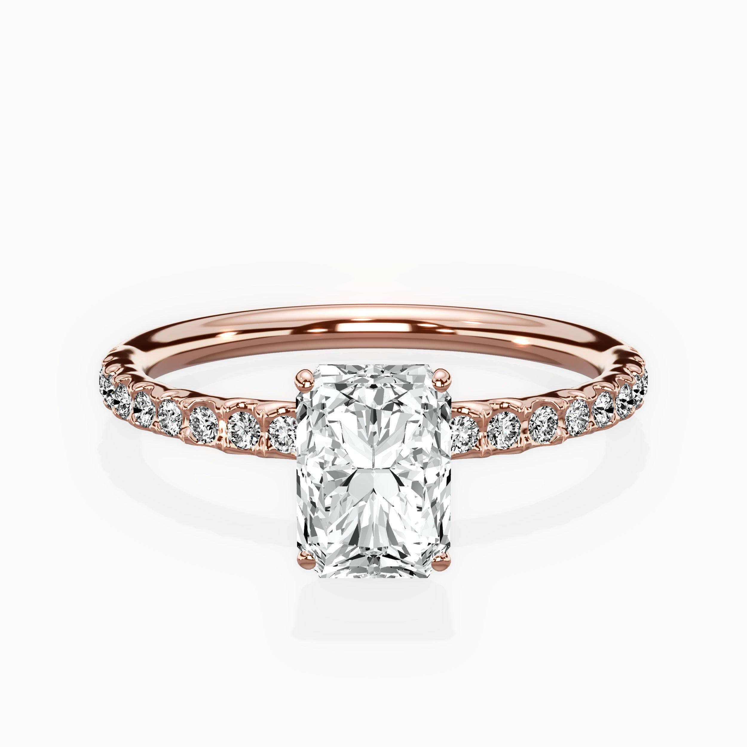 Martini Pave Solitaire Engagement Ring