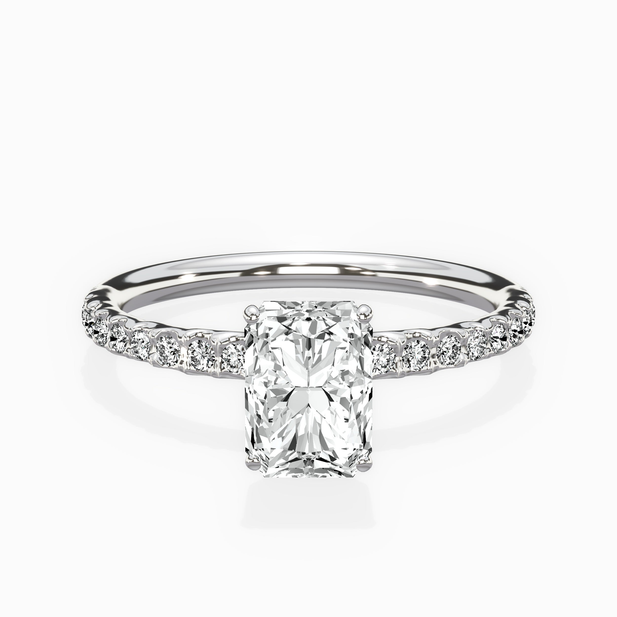 Martini Pave Solitaire Engagement Ring