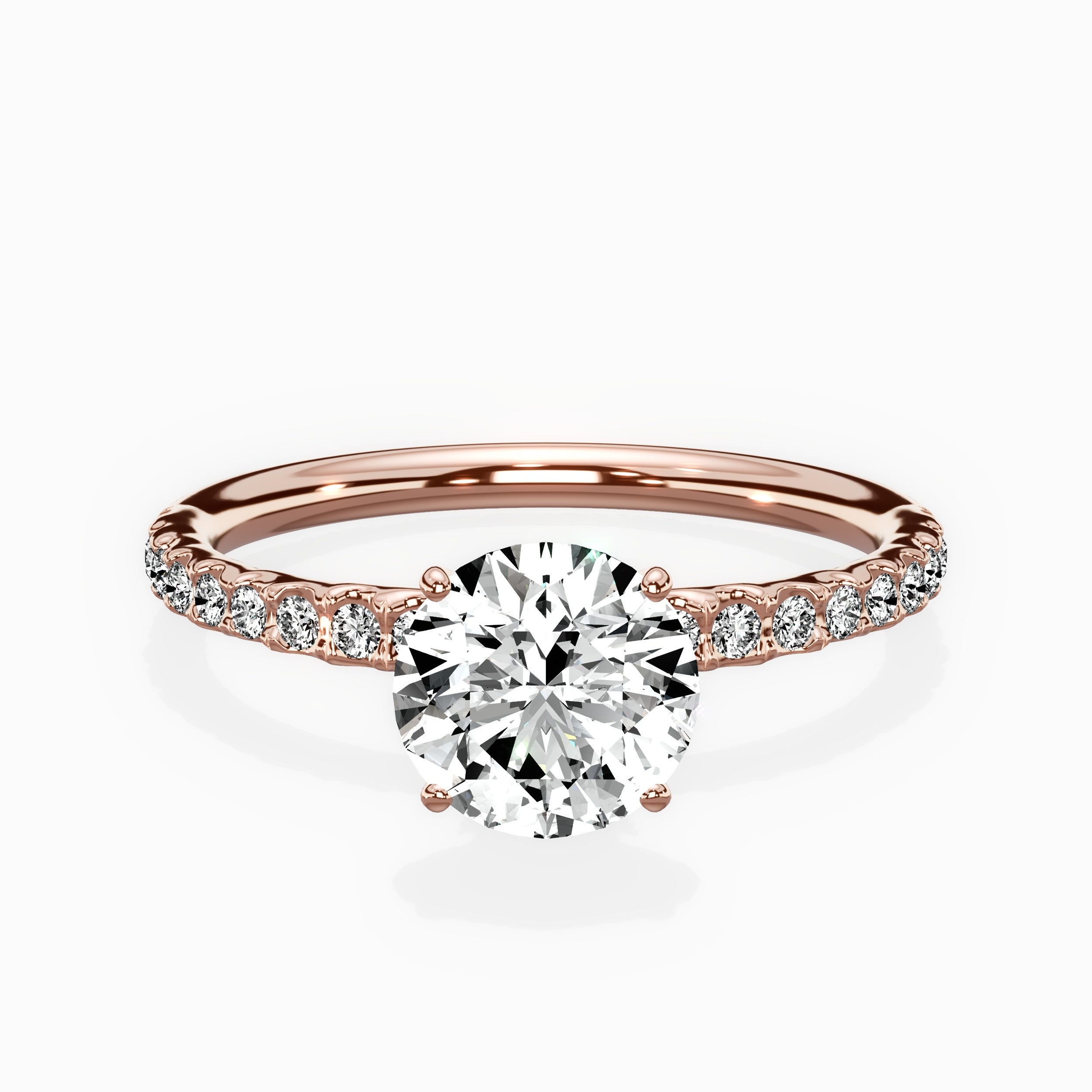 Martini Pave Solitaire Engagement Ring