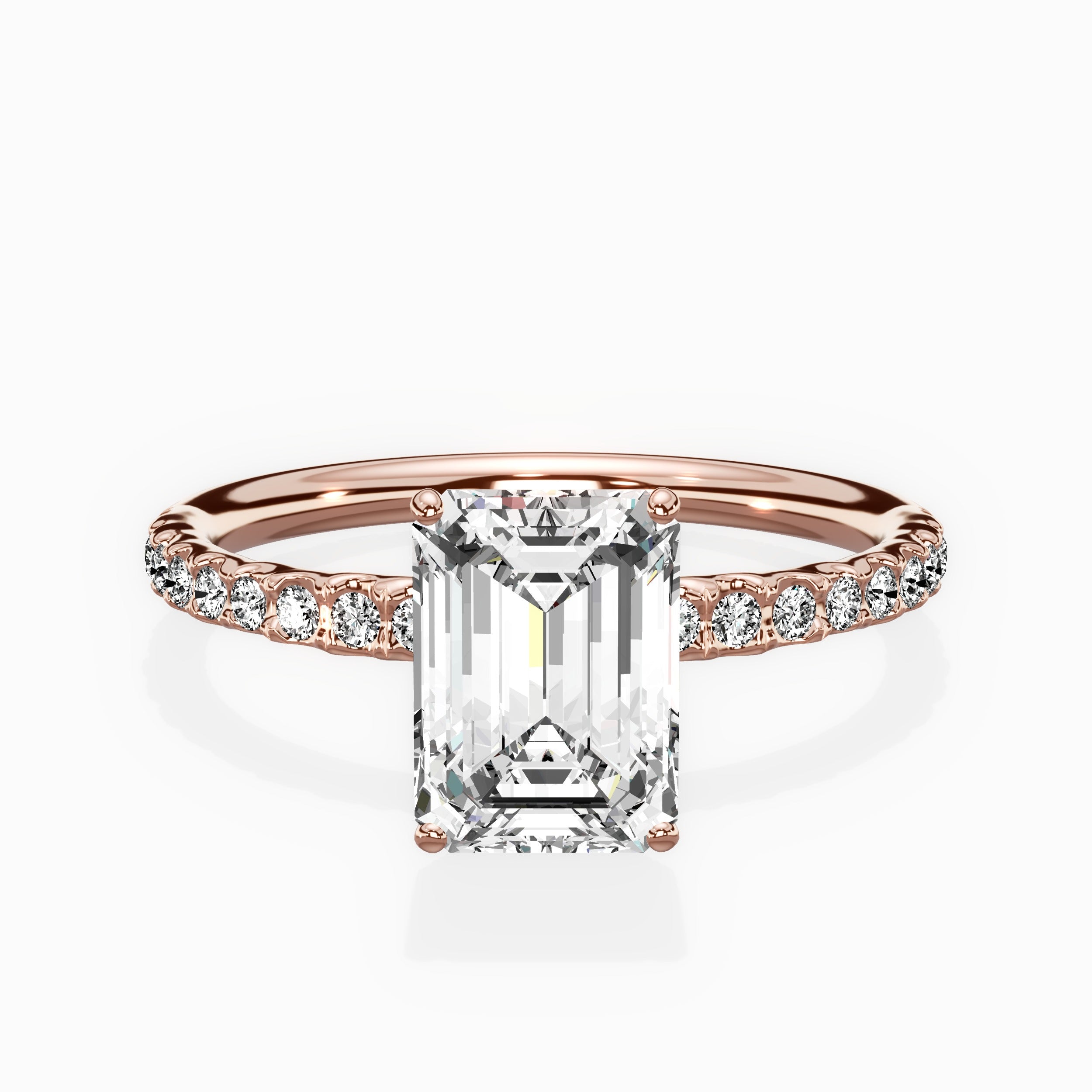 Martini Pave Solitaire Engagement Ring
