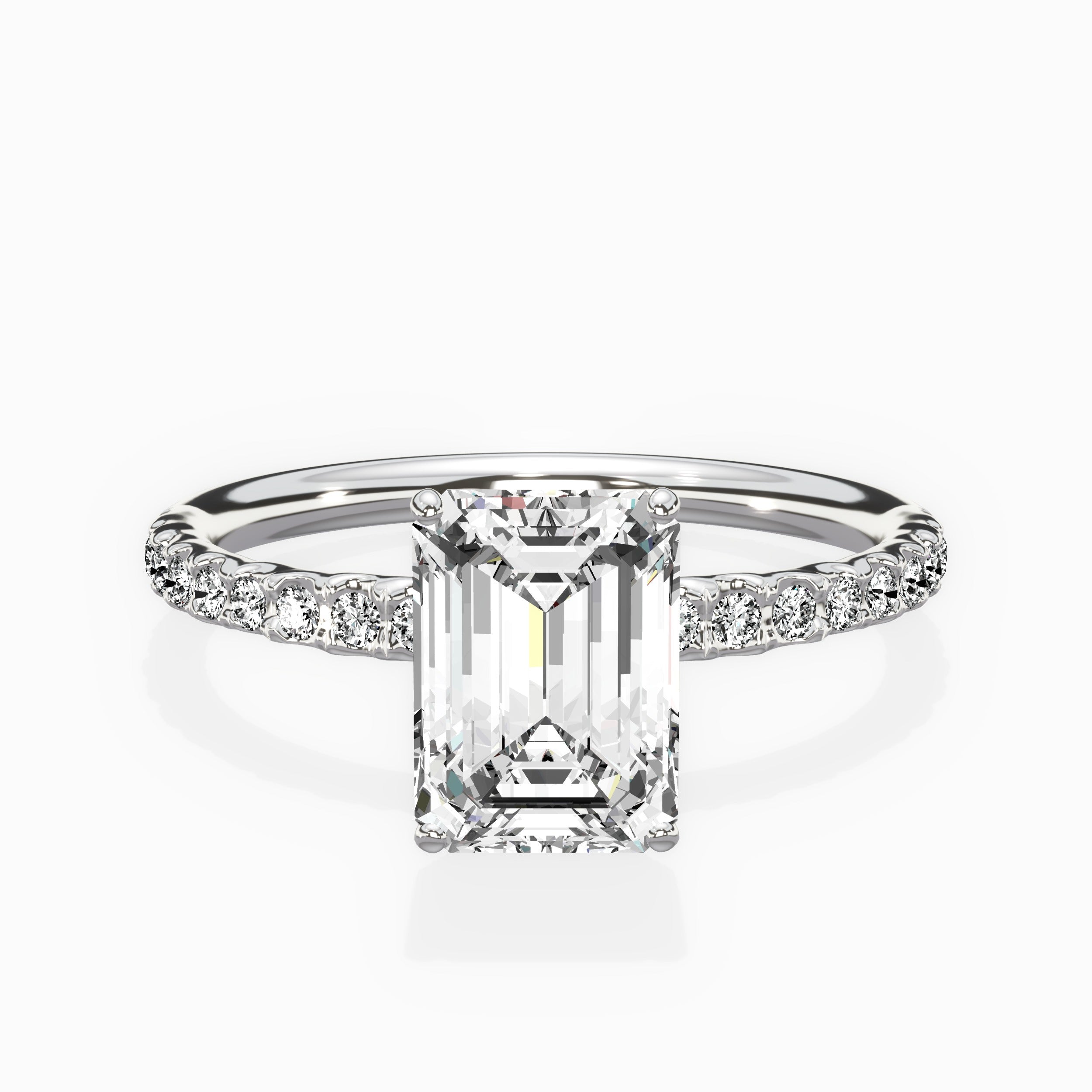 Martini Pave Solitaire Engagement Ring