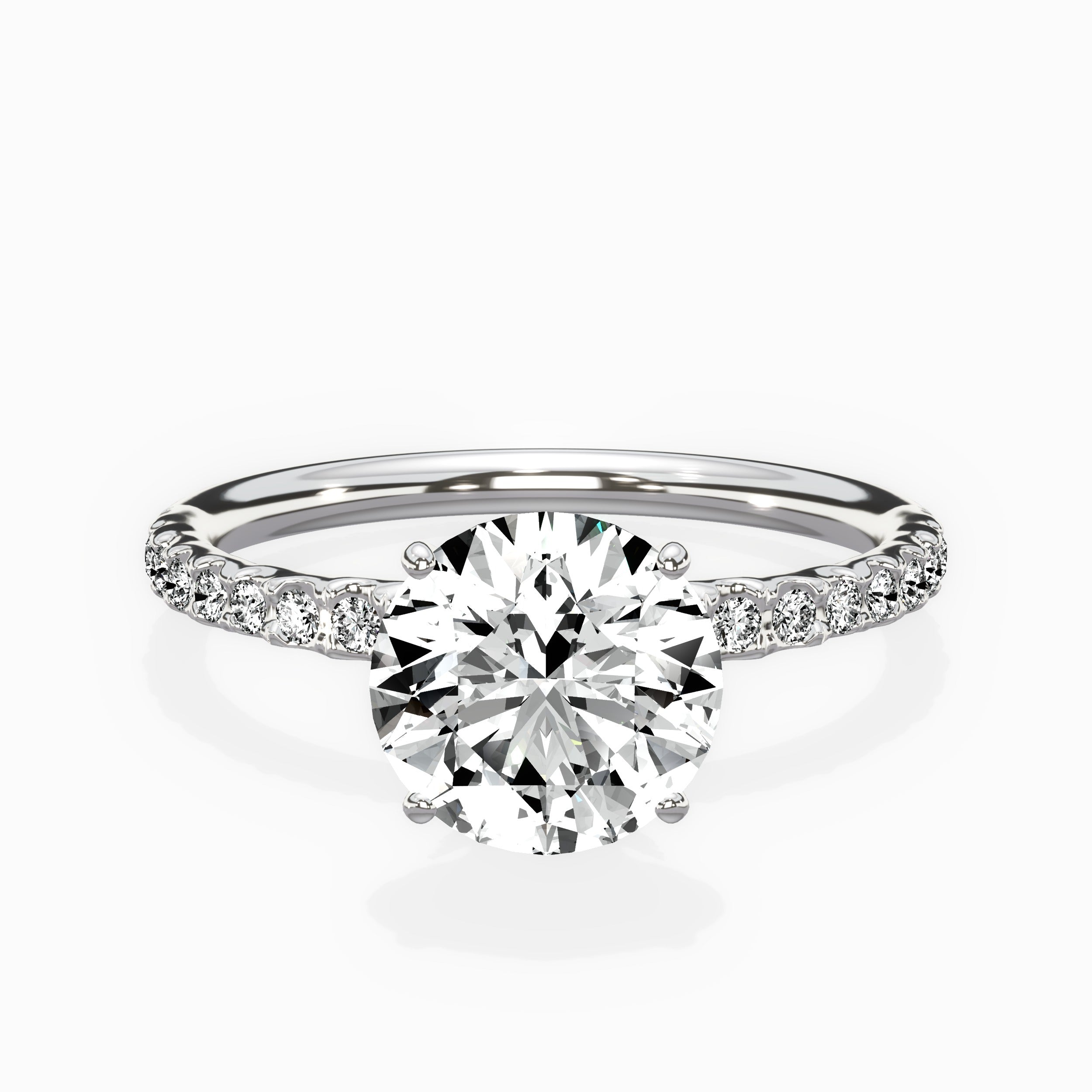 Martini Pave Solitaire Engagement Ring