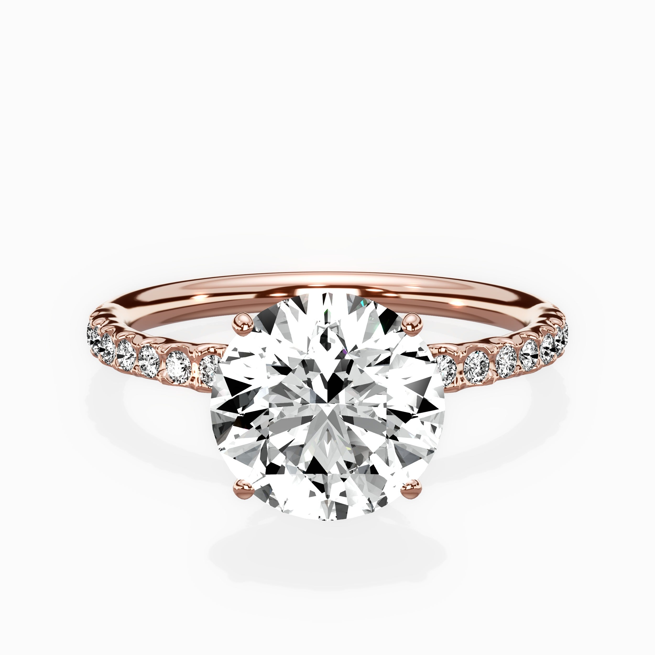 Martini Pave Solitaire Engagement Ring