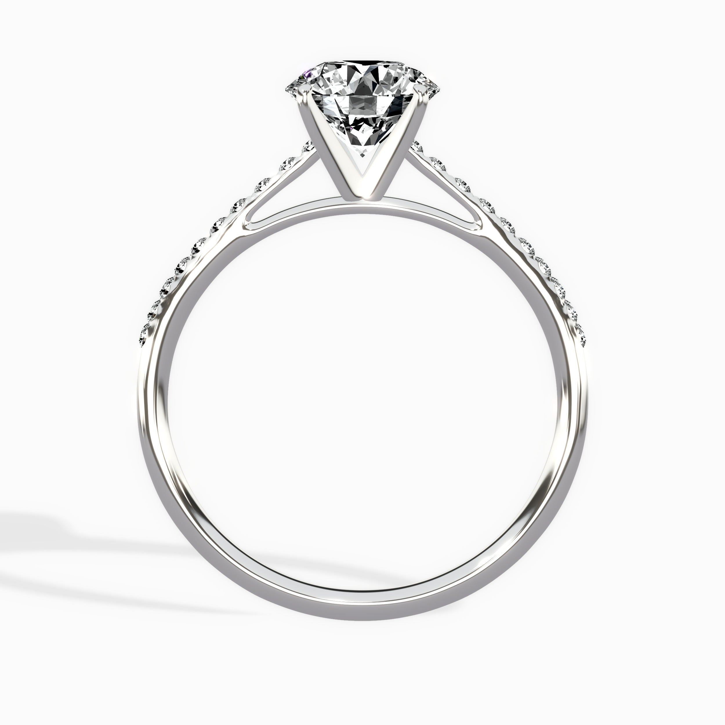 Roma solitaire Round Engagement Ring in White Gold