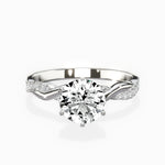 Intertwined Solitaire Round Engagement Ring in White Gold