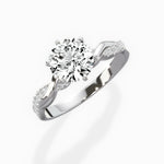 Intertwined Solitaire Round Engagement Ring in White Gold
