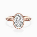 Milgrain Solitaire Oval Engagement Ring in Rose Gold