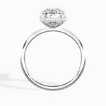 Milgrain Solitaire Long Radiant Engagement Ring in White Gold
