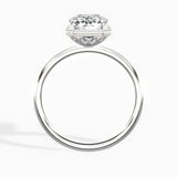 Milgrain Solitaire Long Radiant Engagement Ring in White Gold