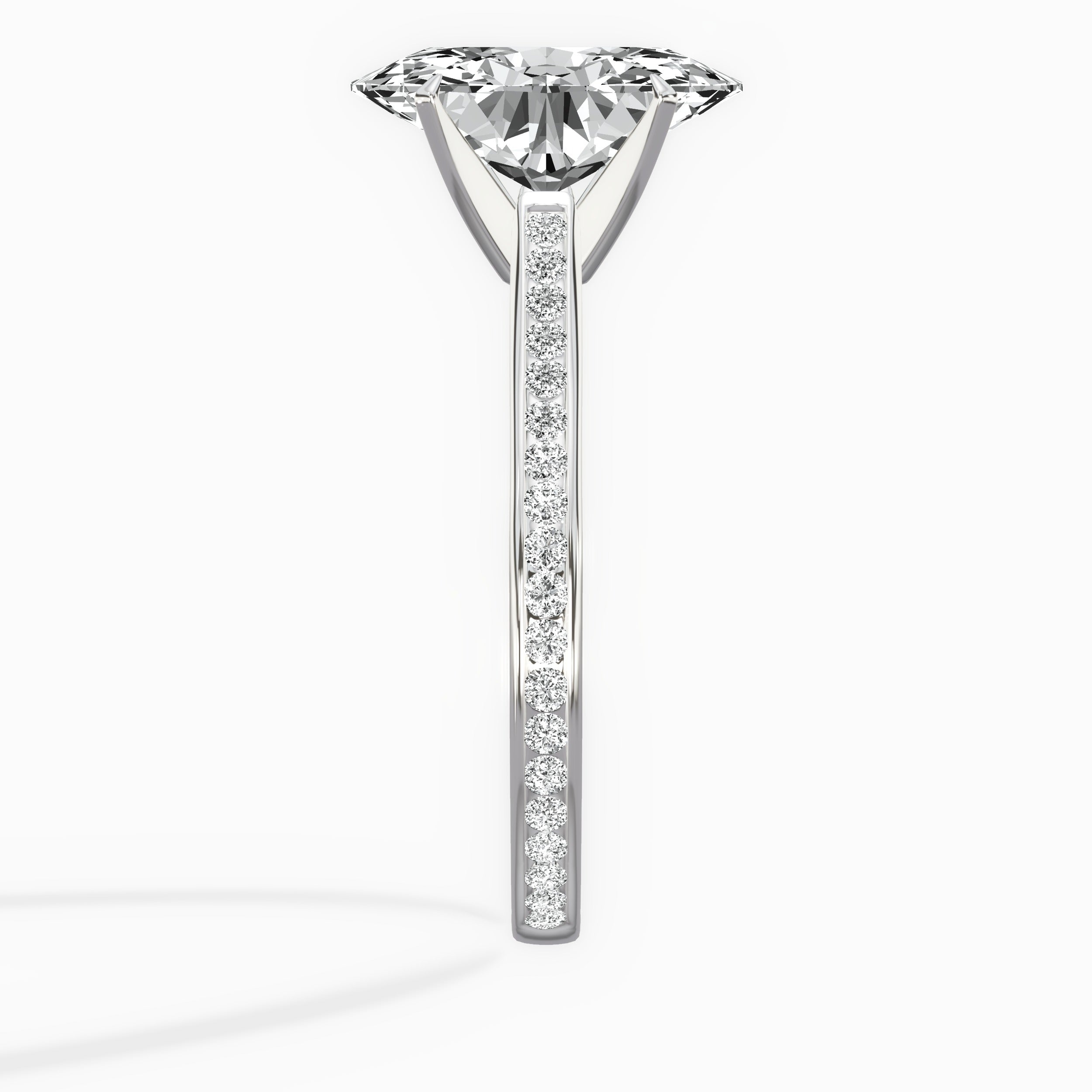 Channel Set Solitaire Oval Engagement Ring in White Gold