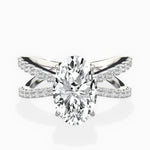 Reverse Shank Solitaire Oval Engagement Ring in White Gold