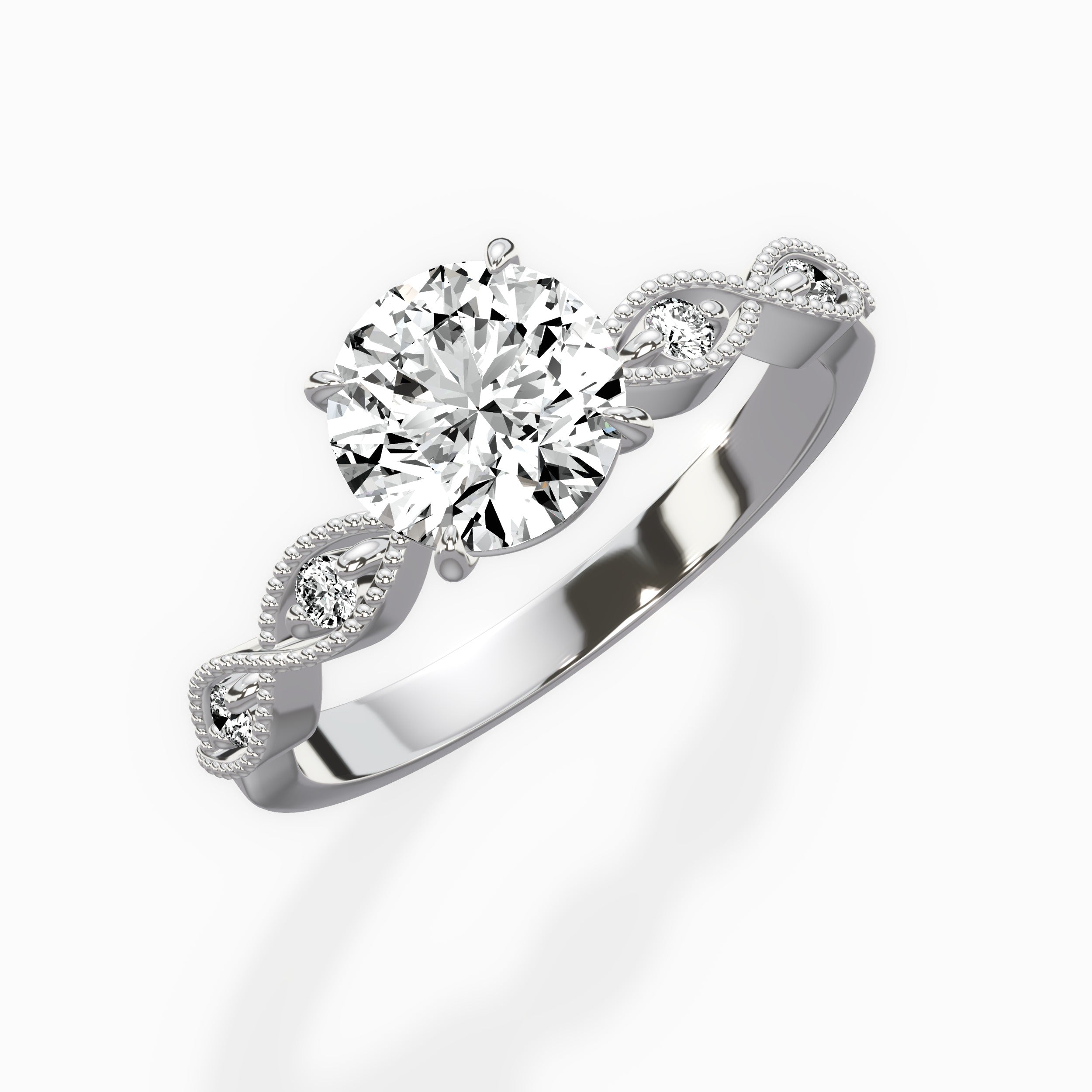 Infinity Solitaire Round Engagement Ring in White Gold