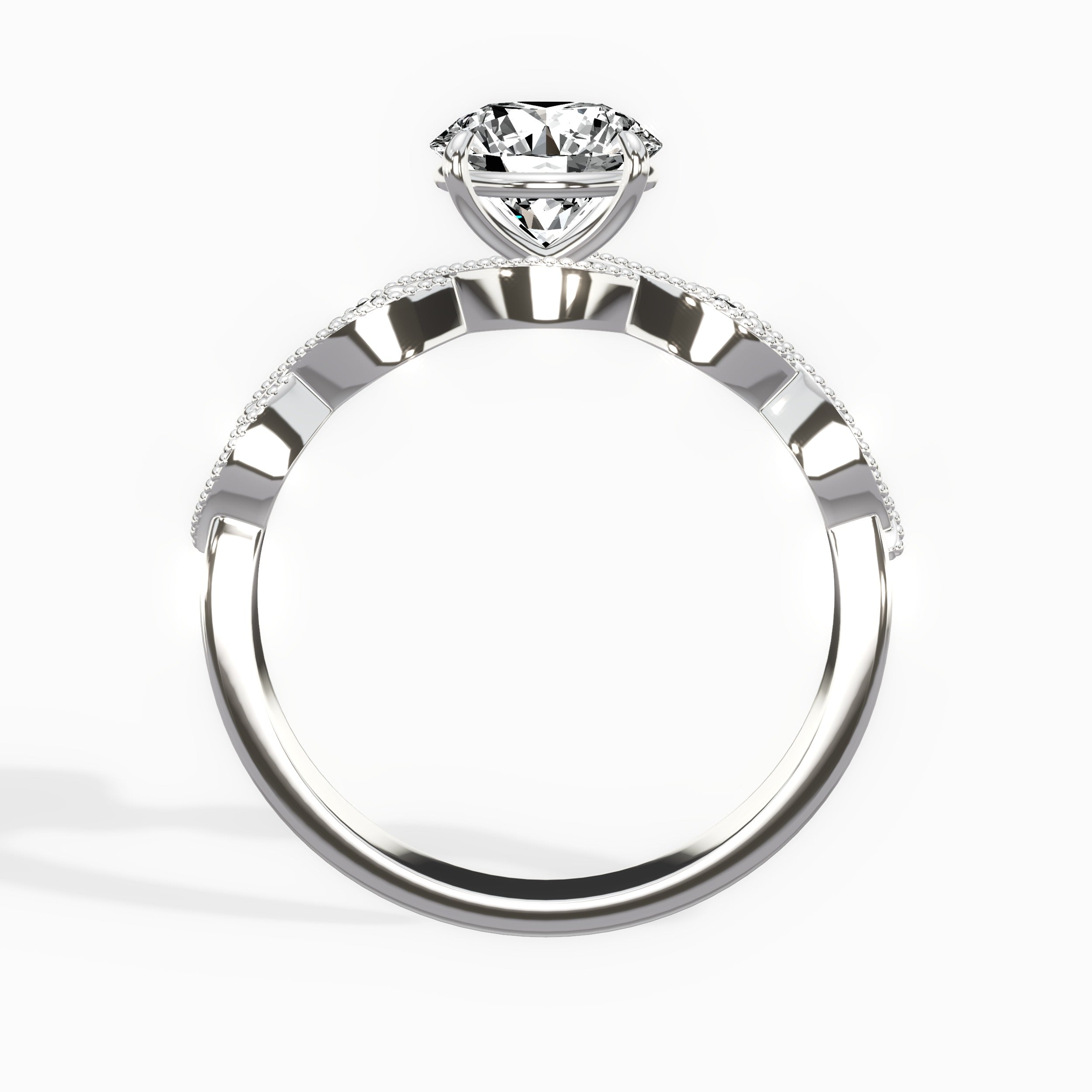 Infinity Solitaire Round Engagement Ring in White Gold
