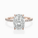 Fortuna Solitaire Long Cushion Engagement Ring in Rose Gold