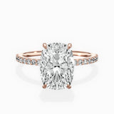 Fortuna Solitaire Long Cushion Engagement Ring in Rose Gold