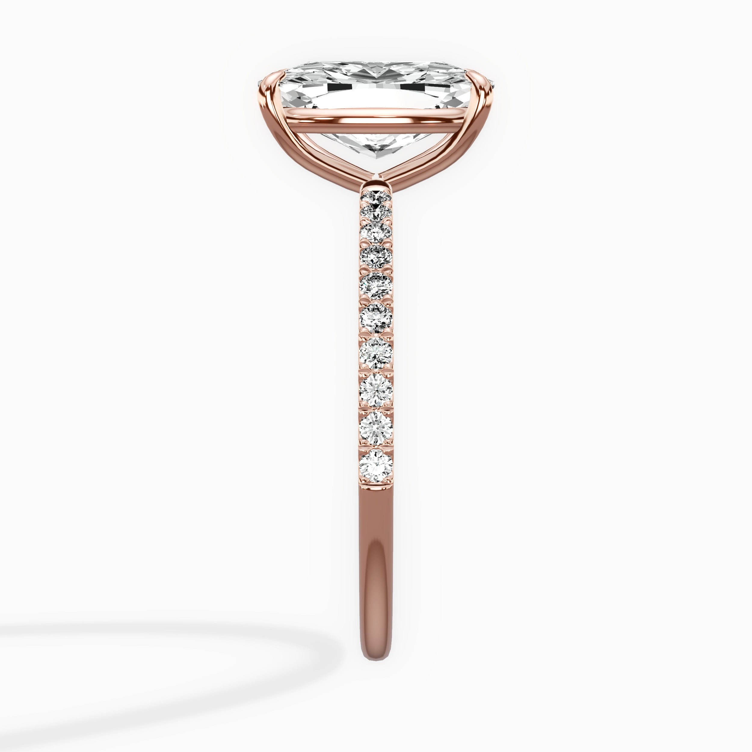 Fortuna Solitaire Long Cushion Engagement Ring in Rose Gold