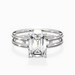 Parallels Emerald Engagement Ring in White Gold