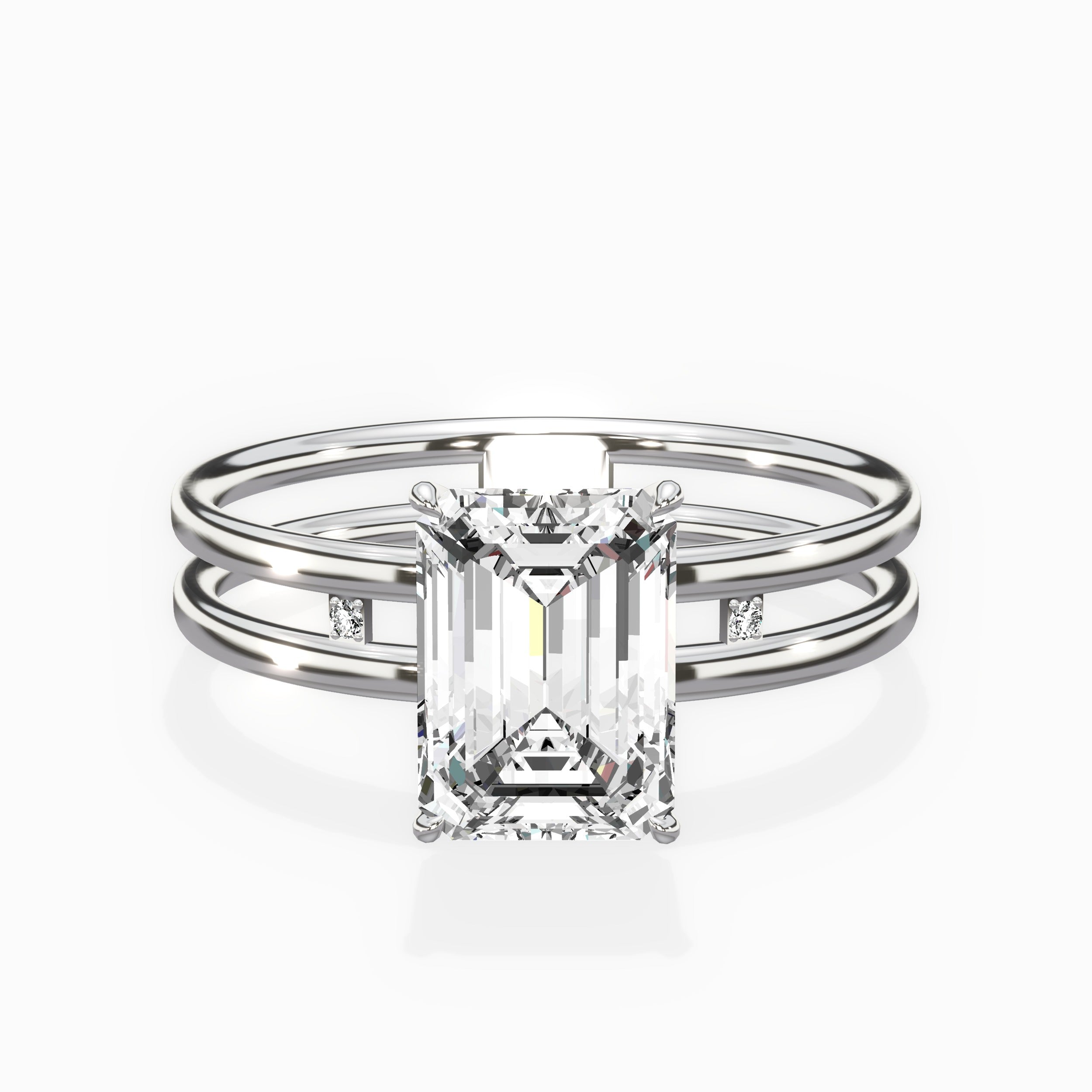 Parallels Emerald Engagement Ring in White Gold