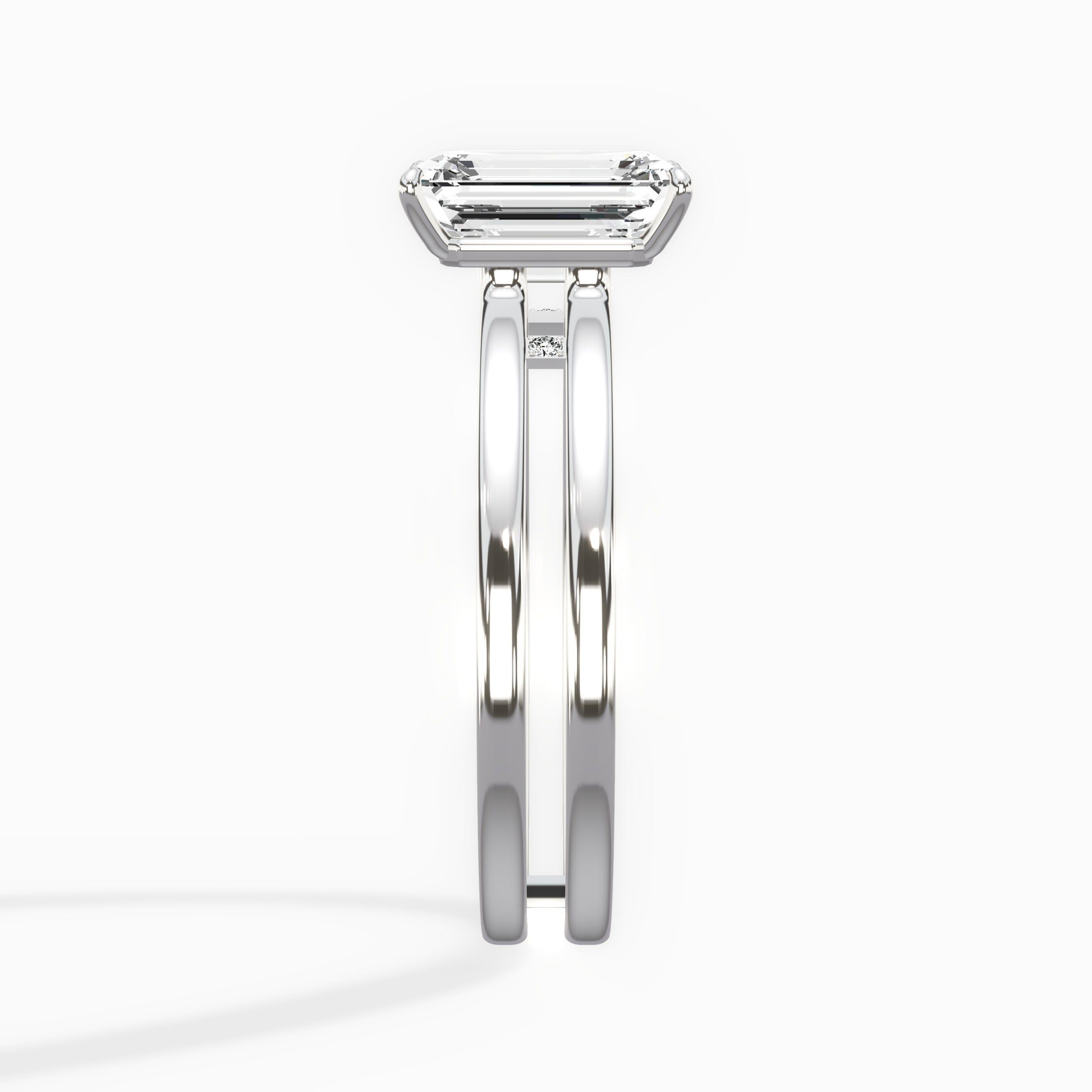 Parallels Emerald Engagement Ring in White Gold