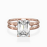 Parallels Emerald Engagement Ring in Rose Gold