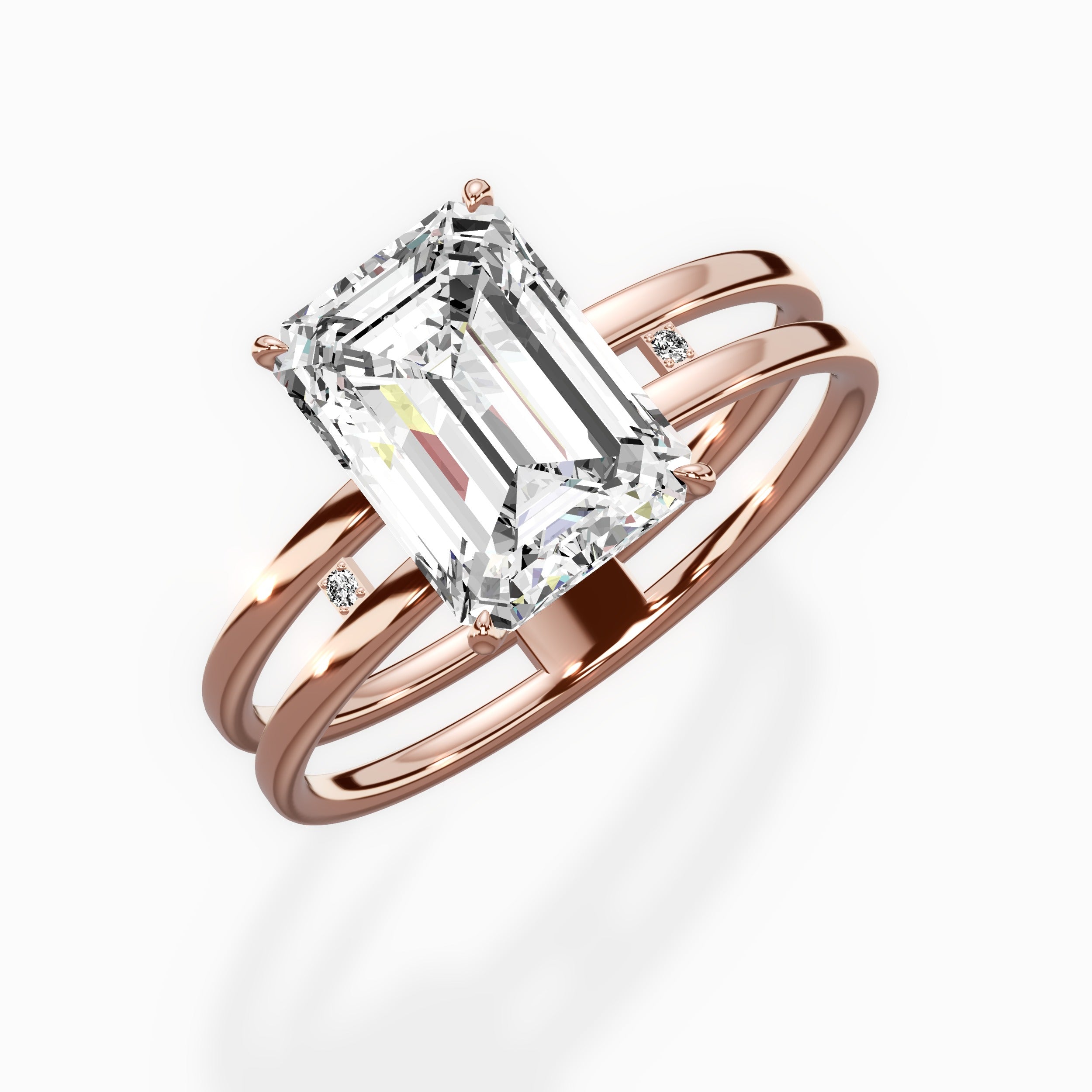 Parallels Emerald Engagement Ring in Rose Gold
