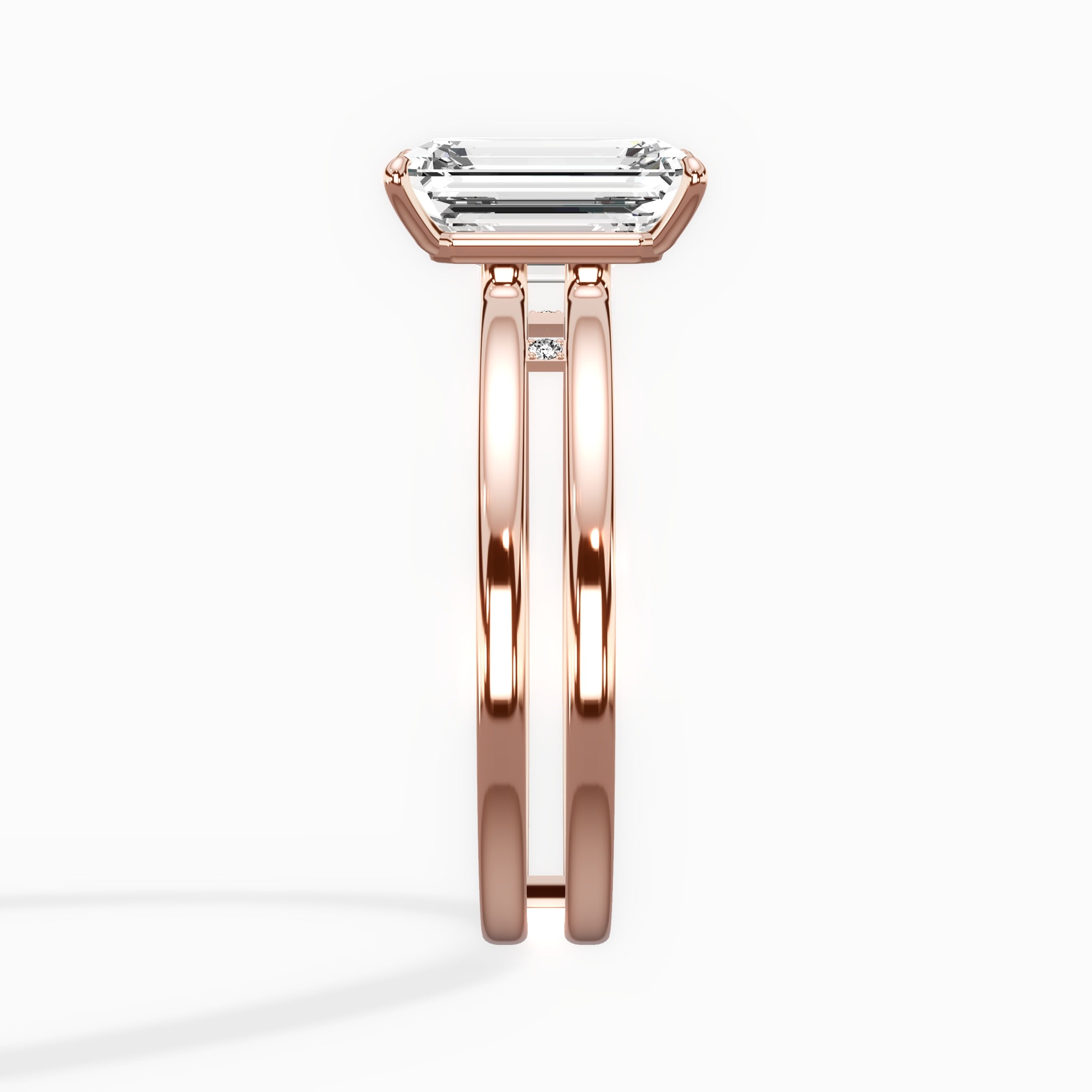 Parallels Emerald Engagement Ring in Rose Gold