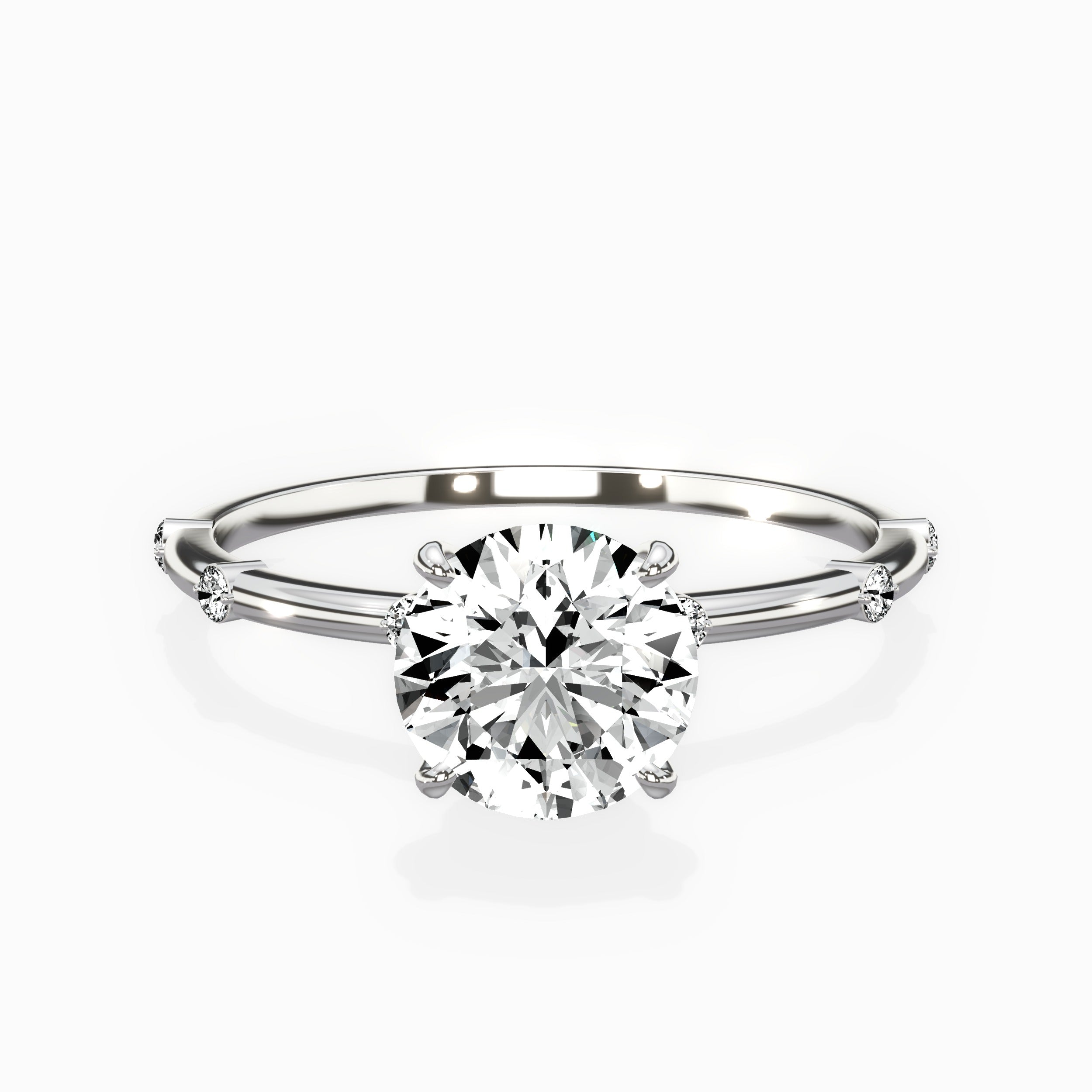 Eleni Solitaire Round Engagement Ring in White Gold