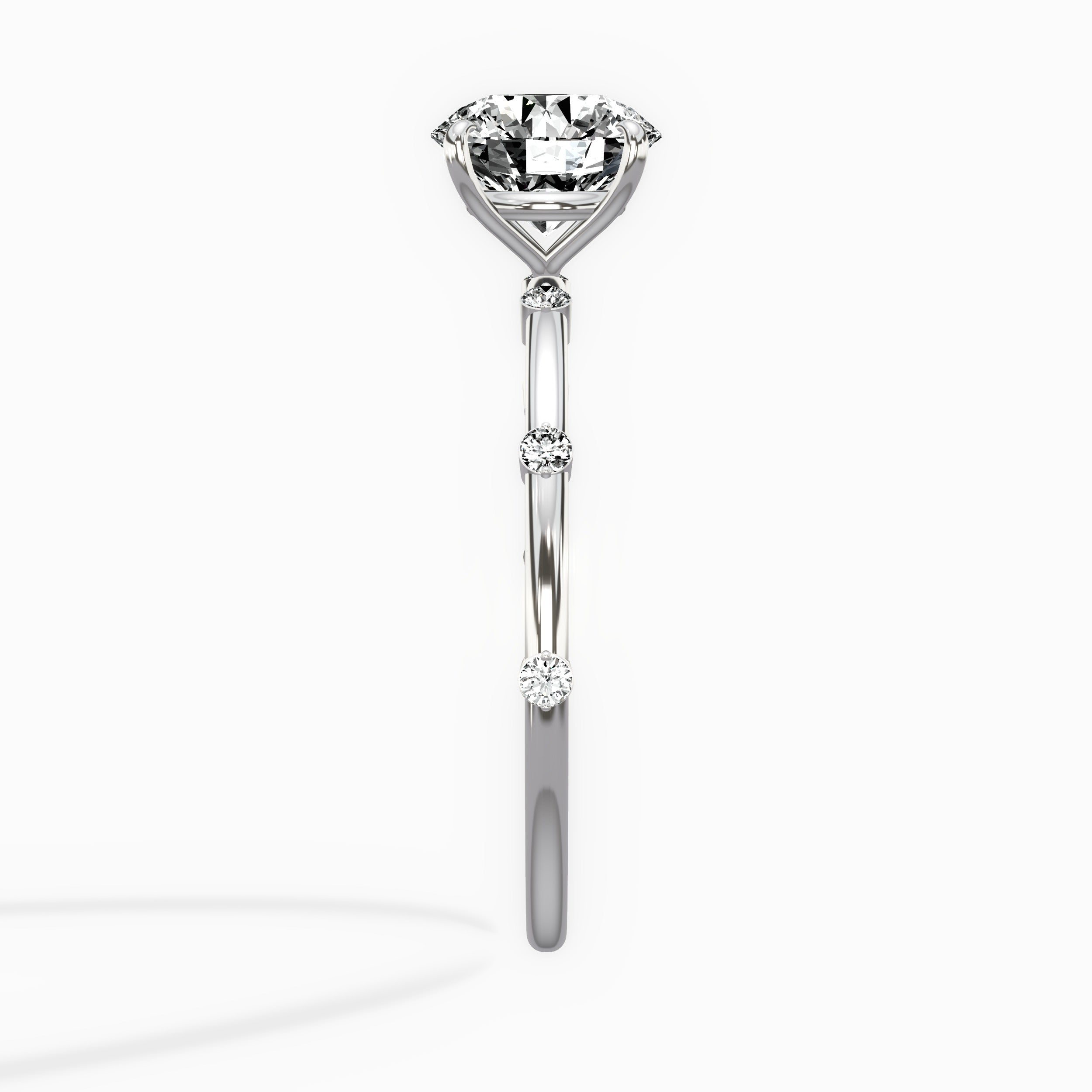 Eleni Solitaire Round Engagement Ring in White Gold