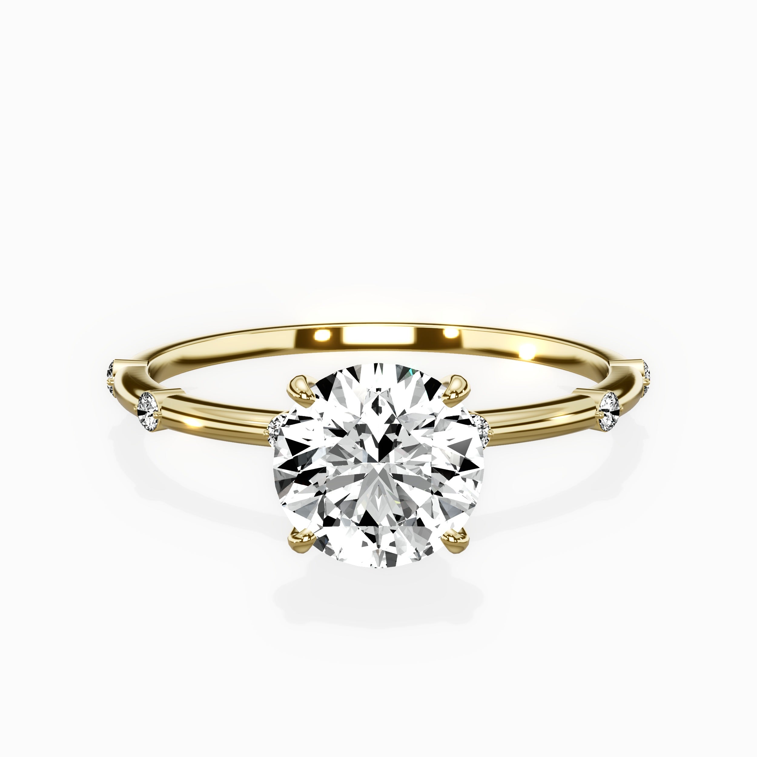 Eleni Solitaire Round Engagement Ring in Yellow Gold