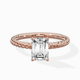 Petite Pave Band Solitaire Ring Engagement Ring