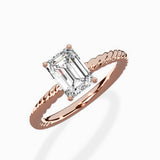 Petite Pave Band Solitaire Ring Engagement Ring