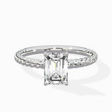 Petite Pave Band Solitaire Ring Engagement Ring