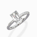 Petite Pave Band Solitaire Ring Engagement Ring